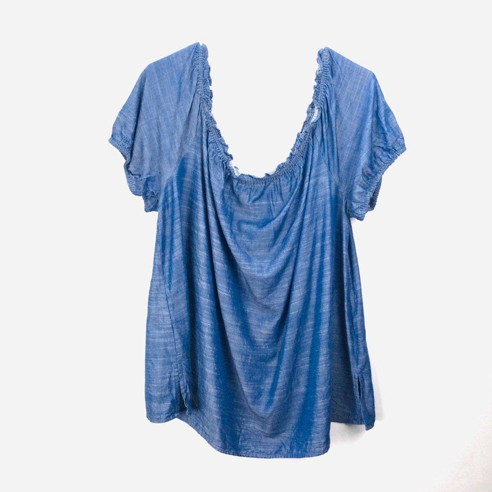 Lane Bryant Off the Shoulder‎ Chambray Top